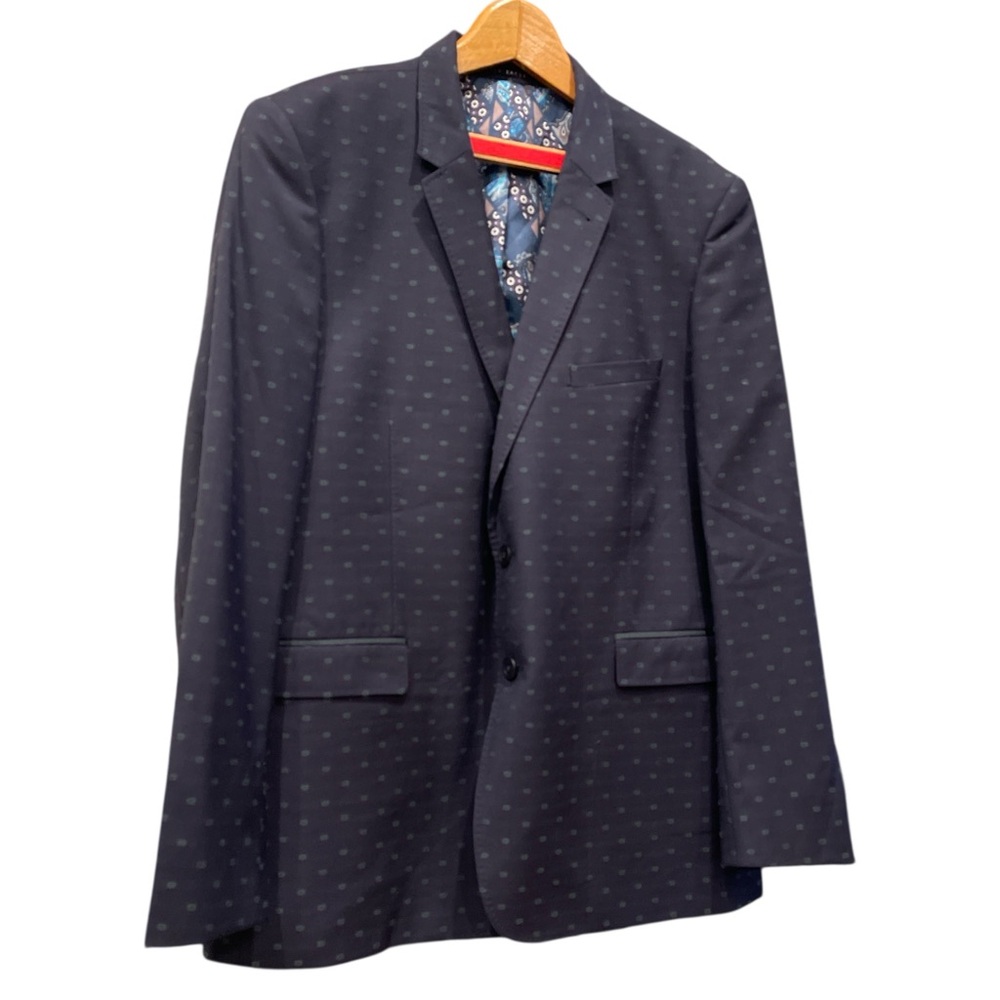 Ted Baker London 46R Navy Wool Sport Coat Medallion Modern Fit Blazer